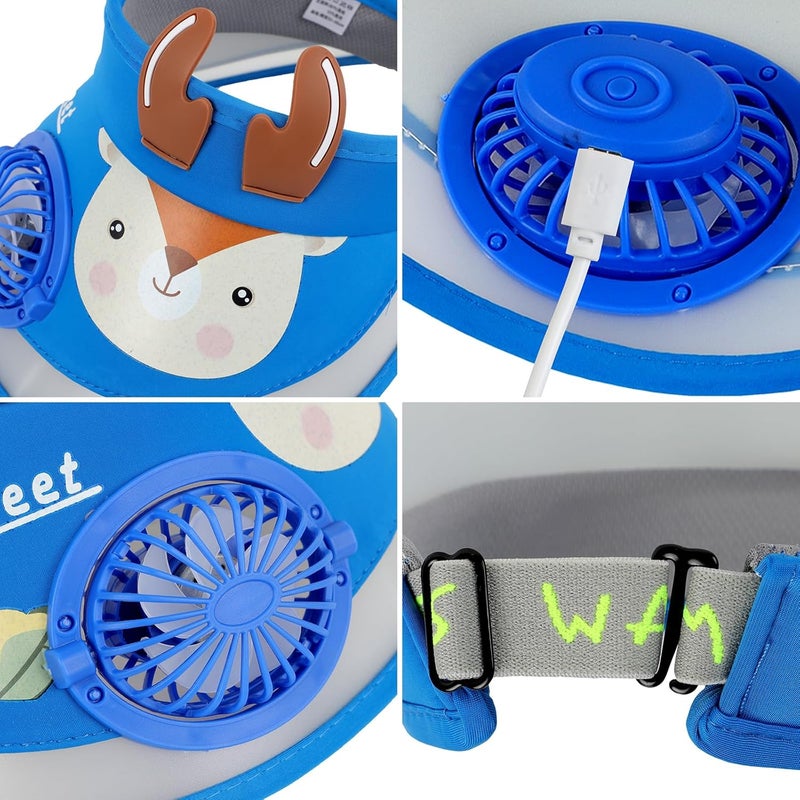 Holiberty Kids Sun Visor Hat with Fan Cute Boys Girls UPF50+ Summer Beach Hat Cooling Outdoor Tennis Golf Visors Caps 3-10Y - Image 5